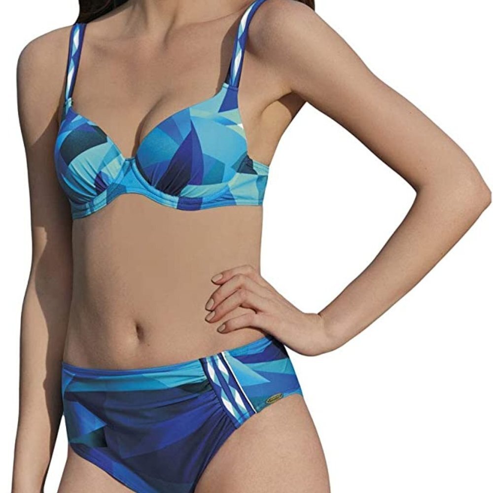 ❗️Sale❗️Sunflair NWT Women's Modern Blue Geometric Bikini Set Underwired Size M